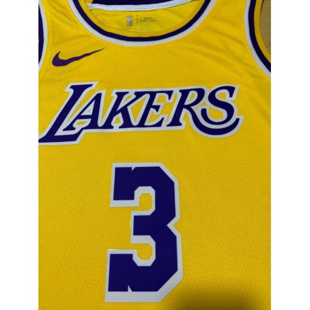 Men's Los Angeles Lakers Anthony Davis #3 Yellow 18-19 Swingman Jersey - Icon Edition-Pro Kit Vault | Brand New 26/27 Sports Jerseys